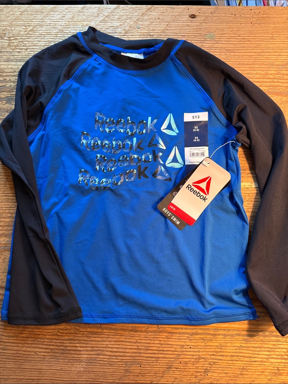 Reebok Boys' Royal Blue and Black Long-Sleeve Rash Guard